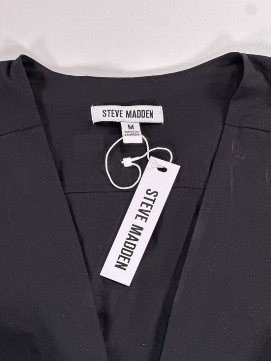 Steve Madden Women Cotton Tiered Mini Dress Black Twist Front Size M - Picture 4 of 15